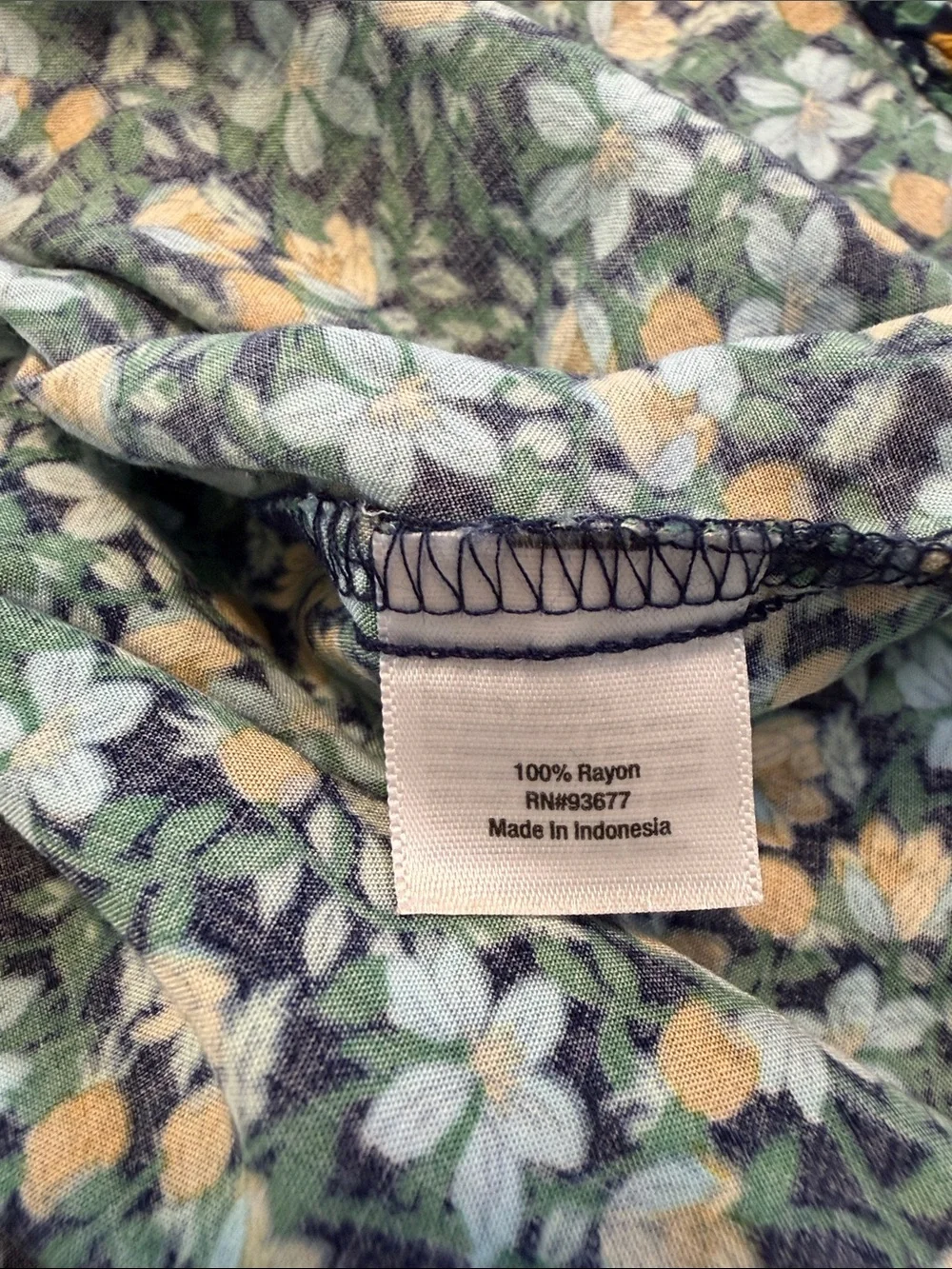 St. John's Bay Blue and Yellow Floral Button-Front Peasant Top - Picture 6 of 6